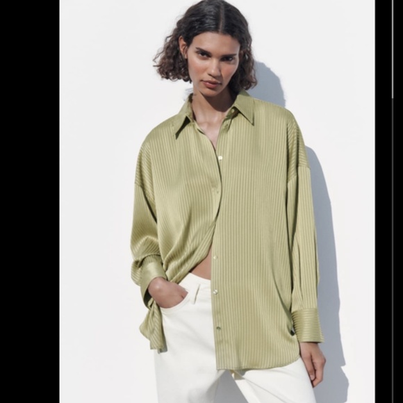 STRIPED SATIN SHIRT - Picture 2 of 7